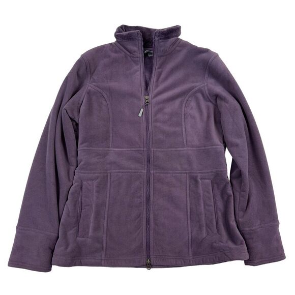 Eddie Bauer Purple Fleece PLUSH Lined Jacket Full Zip Size M Mock Neck Pockets - Picture 1 of 10